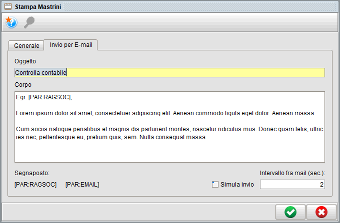 Stampa mastrini - invio per email | Software contabilità Atlantis Evo