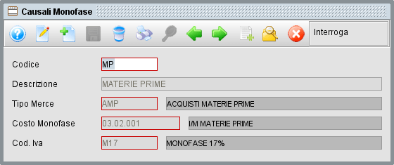 Scheda causali monofase - gestionale Atlantis Evo