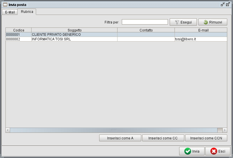 invio email 1 » Manuale Software gestionale Atlantis Evo maschera invio fatture per e-mail - software gestionale Atlantis Evo