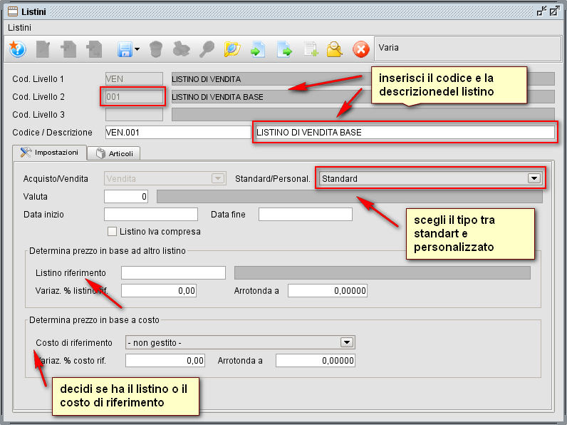 Listino-livello2 - software gestionale Atlantis Evo