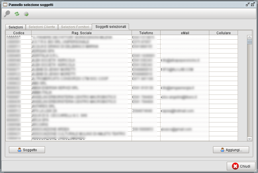 Pannello selezione soggetti-1 software gestionale Atlantis Evo