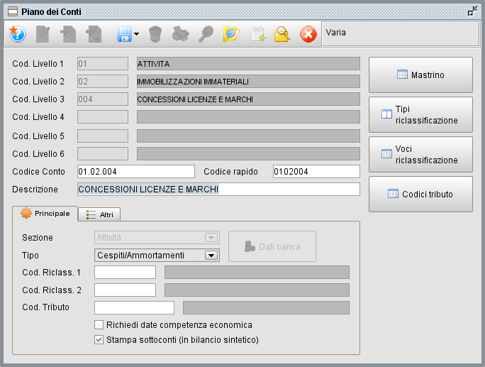 piano conti 1 » Manuale Software gestionale Atlantis Evo Anagrafica piano dei conti - software gestionale Atlantis Evo