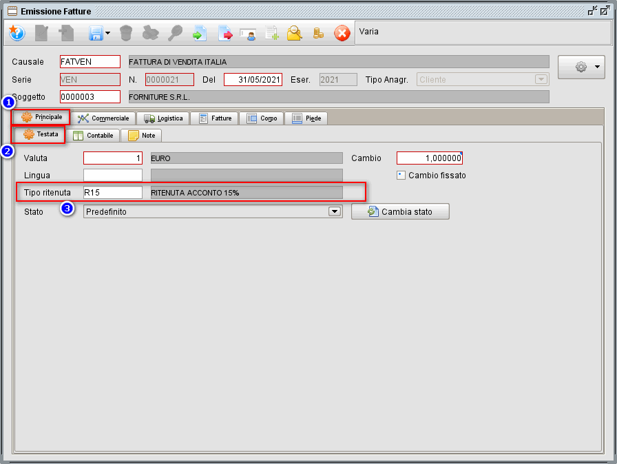 rit doc testa » Manuale Software gestionale Atlantis Evo Tipo ritenuta acconto su testata documento