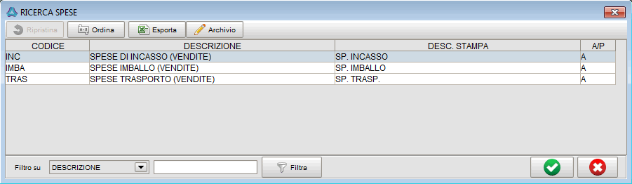 Gestione spese - Software gestionale Atlantis Evo