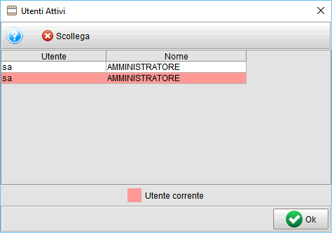 schermata utenti attivi - gestionale Atlantis Evo