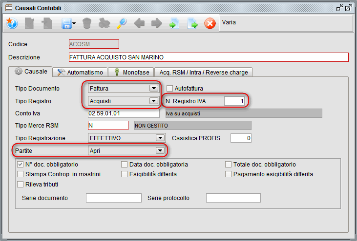acq rsm 1 » Manuale Software gestionale Atlantis Evo causale contabile fattura acquisto san marino - software gestionale Atlantis Evo