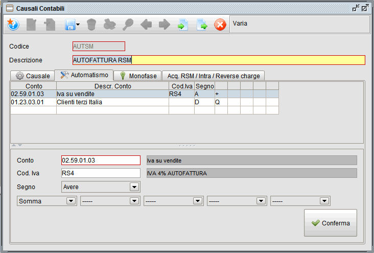 acq rsm 5 » Manuale Software gestionale Atlantis Evo causale contabile autofattura rsm - software gestionale Atlantis Evo