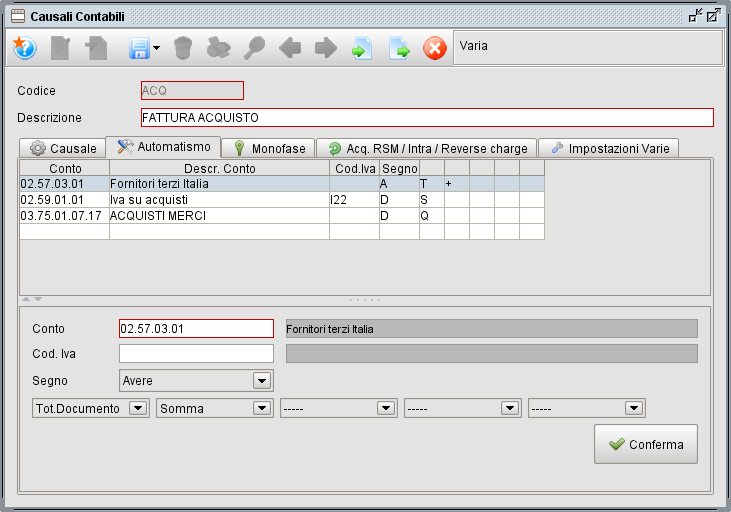 cau2 » Manuale Software gestionale Atlantis Evo causali contabili scheda automatismi - software gestionale Atlantis Evo
