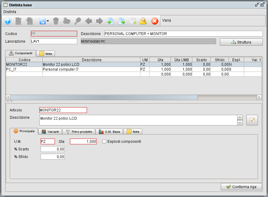 distinta base scheda componenti- software gestionale Atlantis Evo