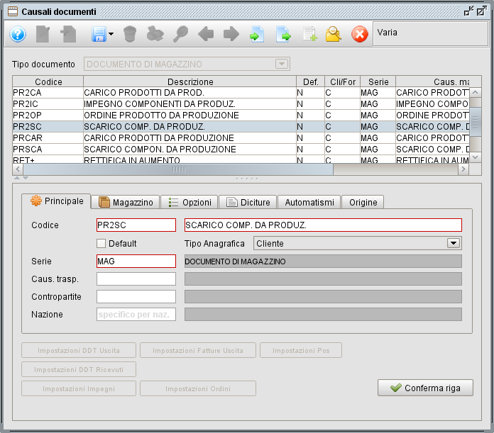 db 15 » Manuale Software gestionale Atlantis Evo Causale magazzino - carico da produzione 1- programma gestionale Atlantis Evo