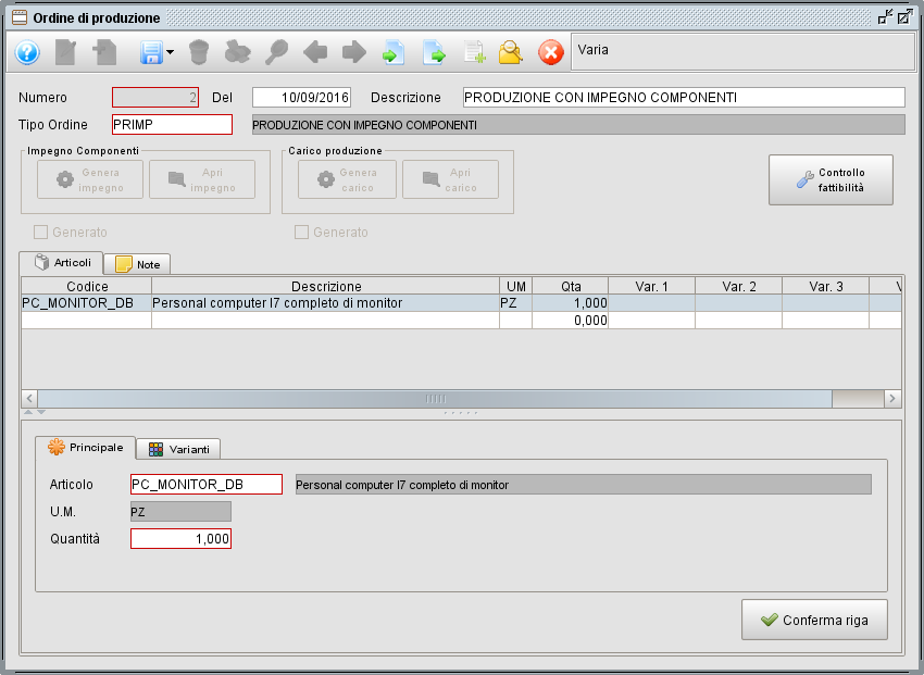 Ordine di produzione - software gestionale Atlantis Evo