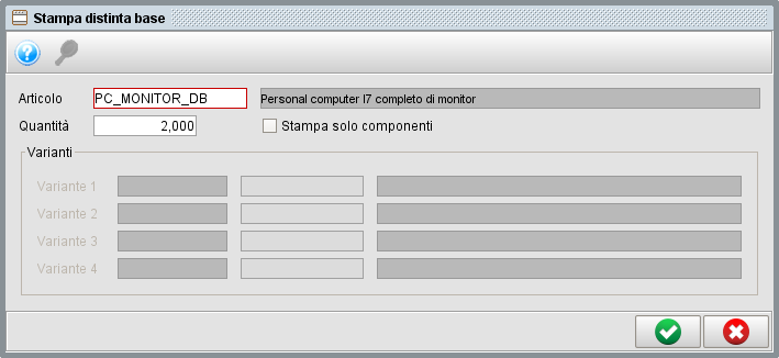 Stampa distinta base - programma gestionale Atlantis Evo