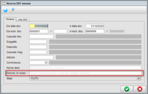 Ricerca documento per descrizione articolo