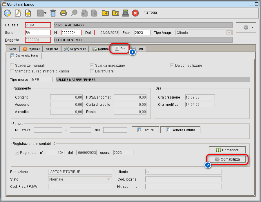 Contabilizzazione corrispettivi - Software gestionale Atlantis Evo