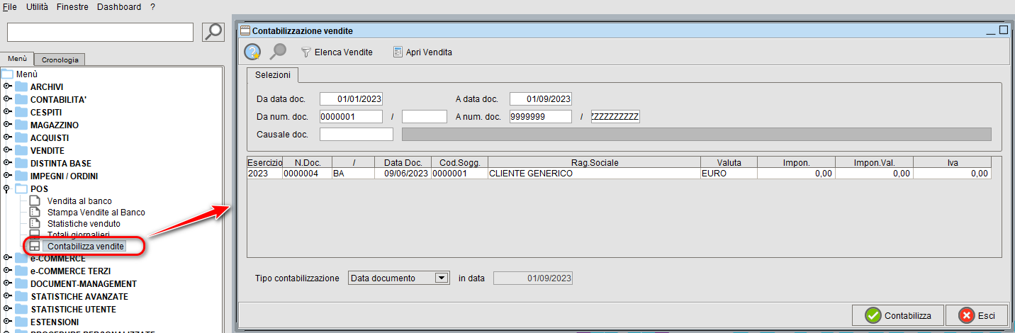 Contabilizzazione massiva corrispettivi - Software gestionale Atlantis Evo