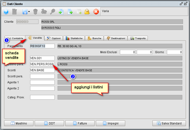 collegare listino al cliente/fornitore