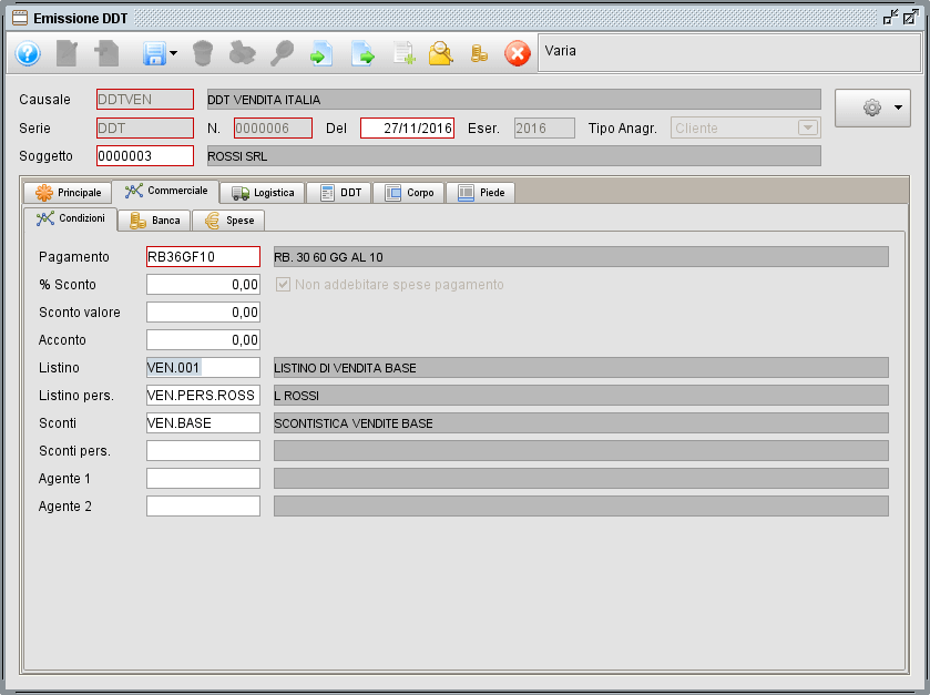 ddt - commerciale condizioni - software gestionale Atlantis Evo