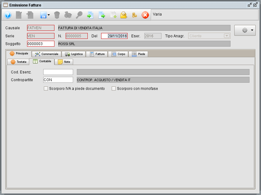 Fattura - Principale Contabile - software gestionale Atlantis Evo