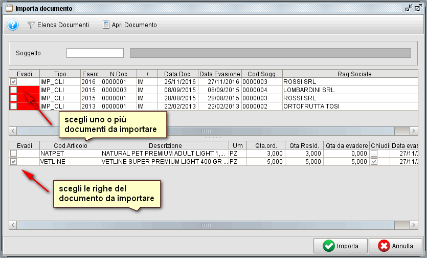 Importazione documento - software gestionale Atlantis Evo