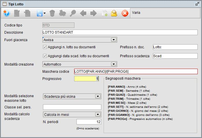 Tipi lotto | Software gestionale Atlantis Evo