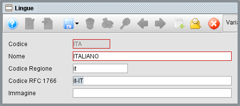 Anagrafica lingue - Software gestionale Atlantis Evo