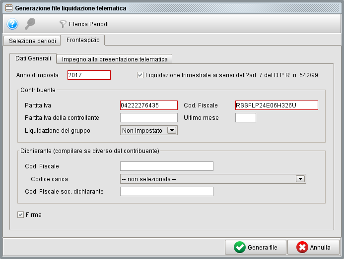 liq telem 2 » Manuale Software gestionale Atlantis Evo Frontespizio dati generali - gestionale Atlantis Evo