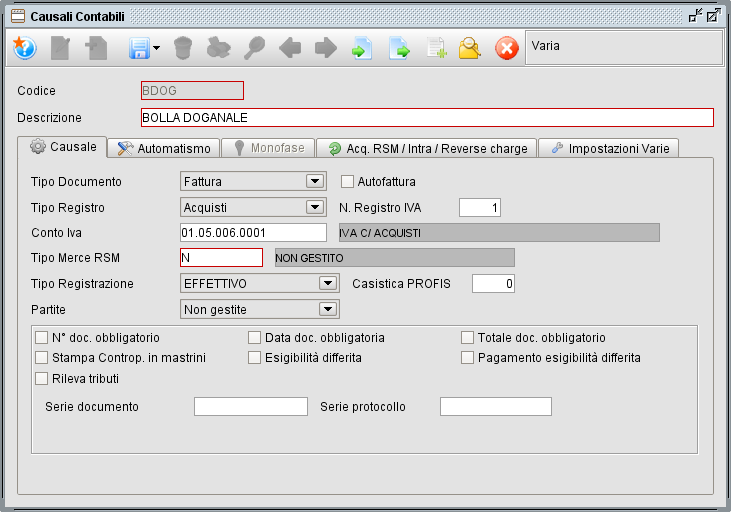 caus bolla dogana 1 » Manuale Software gestionale Atlantis Evo Causale acquisto bolla doganale 1 - gestionale Atlantis Evo