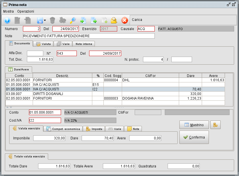 fattura spedizioniere » Manuale Software gestionale Atlantis Evo Registrazione fattura spedizioniere - gestionale Atlantis Evo