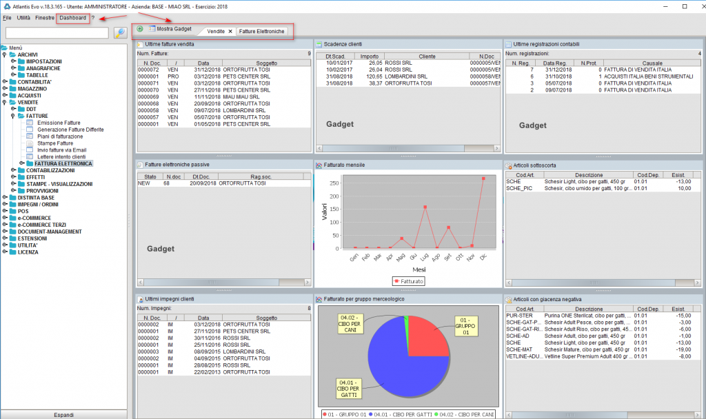 Dashboard Atalntis Evo » Manuale Software gestionale Atlantis Evo Dashboard software gestionale Atlantis Evo
