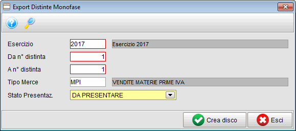 Distinta export San Marino - esportazione file