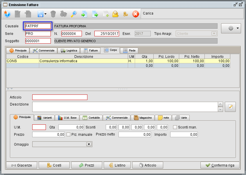 fattura proforma - software gestionale Atlantis Evo