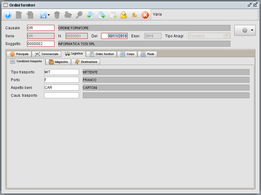 ordine-logistica-trasporto - gestionale Atlantis Evo