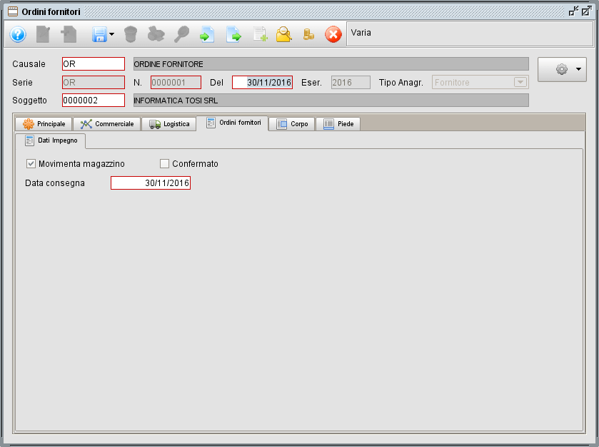 ordine-ordini fornitori - gestionale Atlantis Evo
