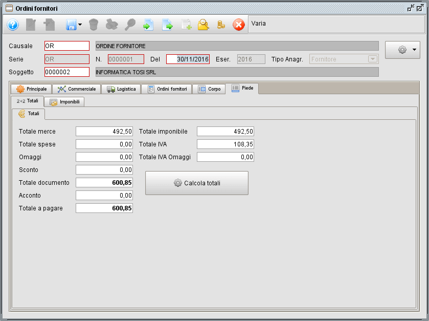 ordine-piede-totali - gestionale Atlantis Evo