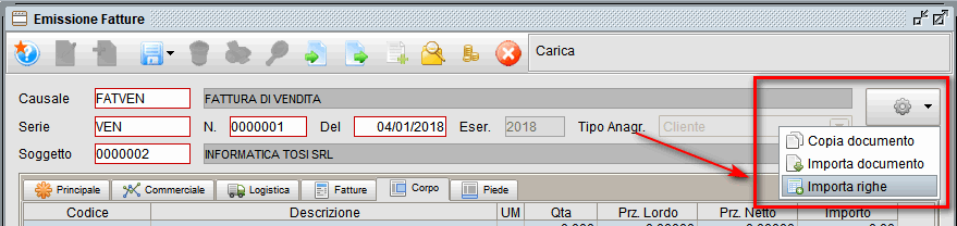 import righe » Manuale Software gestionale Atlantis Evo Importazione righe documento da file