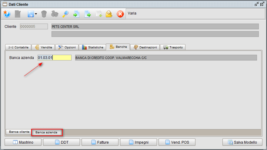 Conto banca - anagrafica cliente | Gestionale Atlantis Evo