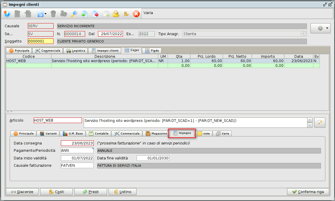 Pasted » Manuale Software gestionale Atlantis Evo Esempio Impegno ricorrente | gestionale Atlantis Evo
