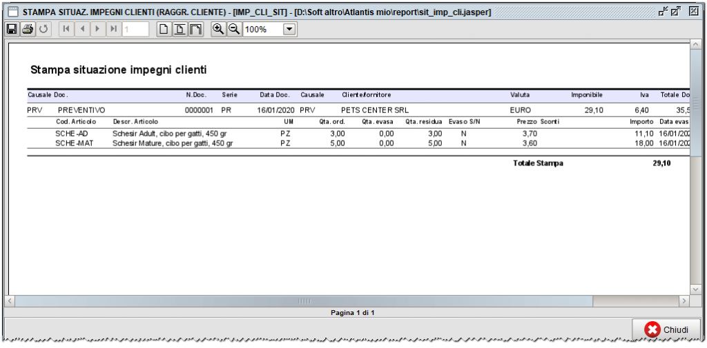Stampa situazione impegni | gestionale Atlantis Evo