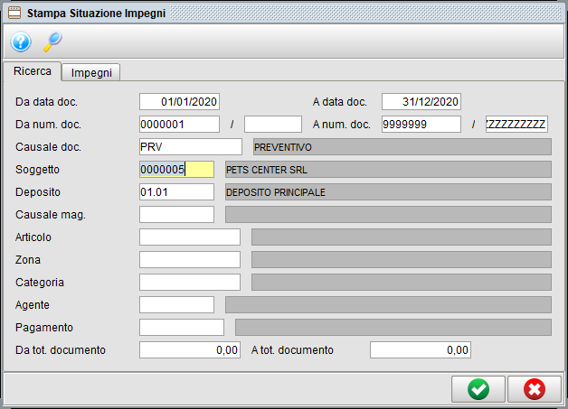 Stampa situazione impegni | gestionale Atlantis Evo
