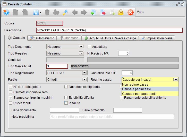 caus reg cassa » Manuale Software gestionale Atlantis Evo Causale incasso in regime per cassa- Software gestionale Atlantis Evo