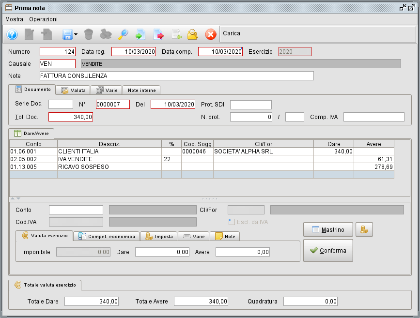 regfatt cassa » Manuale Software gestionale Atlantis Evo Regisrazione fattura in regime per cassa- Software gestionale Atlantis Evo