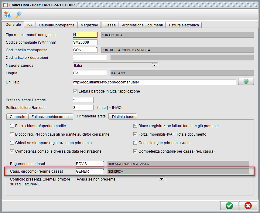 setup fissi cassa » Manuale Software gestionale Atlantis Evo Causale giroconto conti sospesi - Software gestionale Atlantis Evo