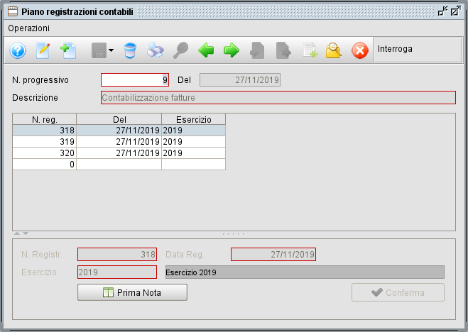 Piano registrazioni contabili - Software gestionale Atlantis Evo