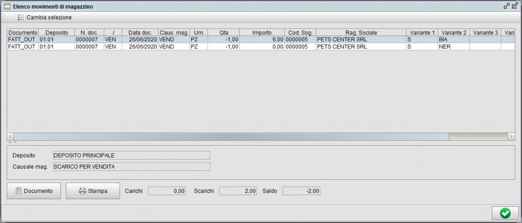 Mastrino articoli - varianti | Software gestionale Atlantis Evo