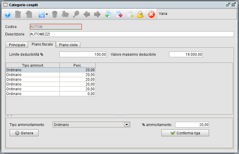 categoria 2 » Manuale Software gestionale Atlantis Evo Gestione cespiti - categorie cespiti - piano fiscale