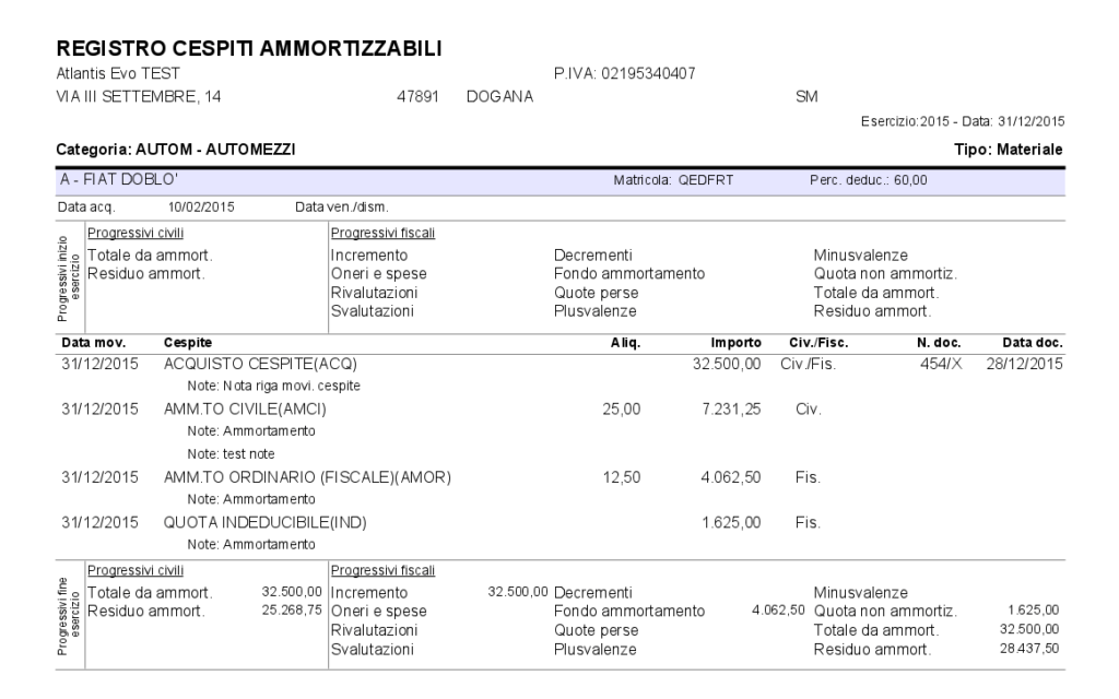 libro cesp 2 » Manuale Software gestionale Atlantis Evo Gestione cespiti - esempio stampa libro cespiti