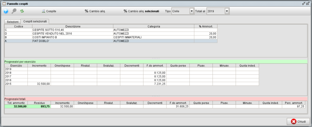 pannello cesp 1 » Manuale Software gestionale Atlantis Evo Gestione cespiti - pannello cespiti