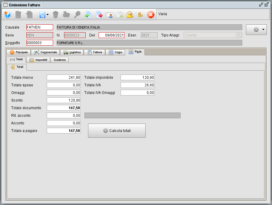 piede documento » Manuale Software gestionale Atlantis Evo Piede documento con sconto in fattura