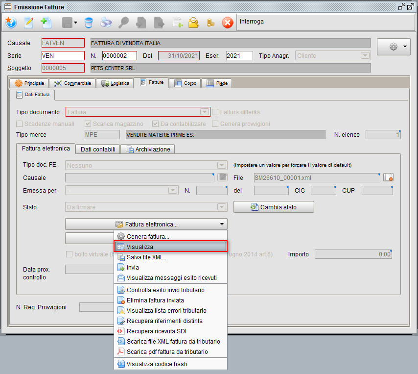 Fattura elettr.3 fattura generata » Manuale Software gestionale Atlantis Evo