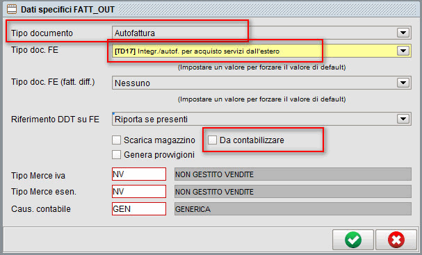 Autofattura - impostazioni fatture in uscita | Gestionale Atlantis Evo